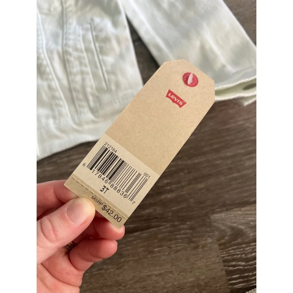 NEW Levi's Denim Jacket Toddler 3T White Stretch Button Front